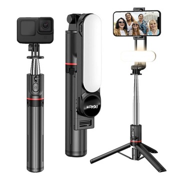 Selfie Stick Statyw BT MONOPOD PATYK NA TELEFON z LAMPĄ LED 9 TRYBÓW