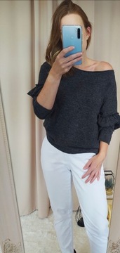 Zara Sweter z falbankami przy rękawie Modny 36 S .