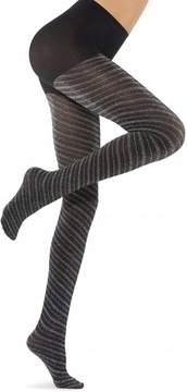 Колготки со спиралью Calzedonia черно-серебристые, размер 1/2 S