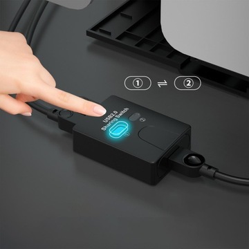 Устройство для совместного использования принтеров 2 в 1 Выход USB 2.0 Совместное использование 2 компьютеров Стабильный