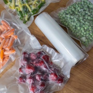 ФОЛЬГА рулон 28х600см для ВАКУУМНОЙ УПАКОВКИ, с накаткой, РУКАВ 6м