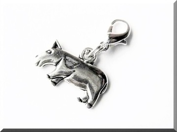 DWUSTRONNA METALOWA ZAWIESZKA CHARMS HIPOPOTAM