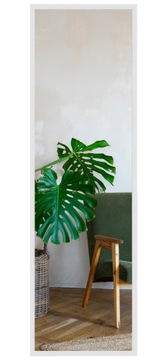 LUSTRO W BIAŁEJ RAMIE PROSTOKĄTNE DO PRZEDPOKOJU 130X40 CM