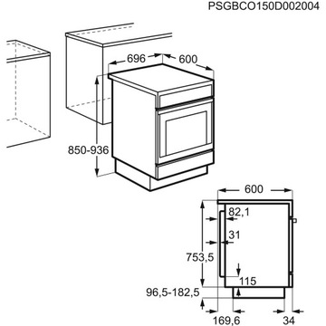 Керамическая кухня Electrolux EKC7010SOW 70см 77л Отдельностоящая белая