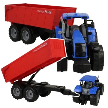 DUŻY TRAKTOR ROLNICZY CIĄGNIK Z PRZYCZEPĄ MASZYNA ROLNICZA PRZYCZEPA KIPER