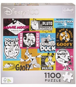 PUZZLE DISNEY 100 YEARS OF WONDER 1100 EL. MIKI DONALD DUCK GOOFY PLUTO