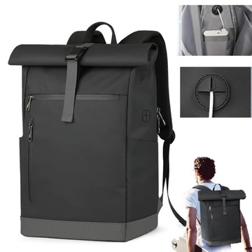 NASTOLATEK FUNKCJONALNY ROLL-TOP PLECAK FOR PRACA LAPTOP 25L-30L DUŻY