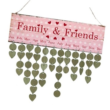 Heart Reminder Calendar Wooden Board Plaque