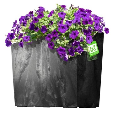 ЦВЕТОЧНЫЙ ГОРШОК ЦВЕТОЧНЫЙ ГОРШОК ВЫСОКИЙ + ВСТАВКА 19x56см ЧЕРНЫЙ БЕТОН