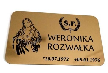 Tablica nagrobna tabliczka GRAWEROWANA GRUBA 3 mm