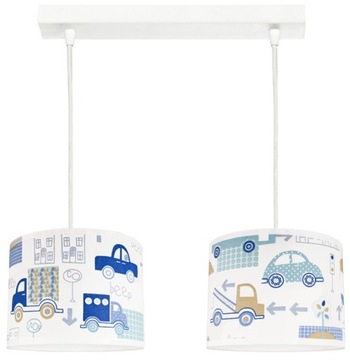 Lampa sufitowa wisząca żyrandol do pokoju dziecka AUTKA NIEBIESKIE abażur