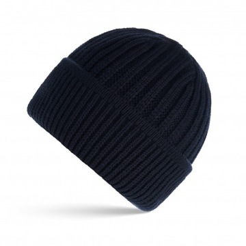 ZESTAW ZIMOWY MĘSKI GRANATOWY ZES-27-DB CZAPKA BEANIE BR-02-DB I CIEPŁY SZA