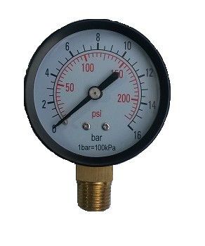 Manometr metalowa obudowa 40 mm 0-16 bar przyłącze dolne 1/8