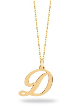 ZŁOTA KOMPLET ZAWIESZKA ŁAŃCUSZEK LITERKA D 333