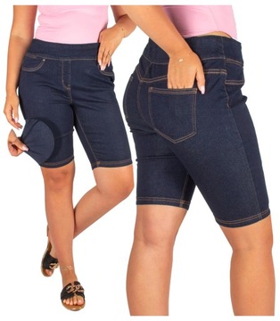 krótkie SPODENKI DAMSKIE przed kolano ELASTYCZNE dżinsowe modne 42 XL FIRI