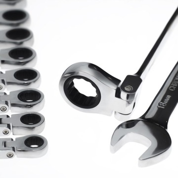 КЛЮЧИ НАКИДНЫЕ С ТРЕЩОТКОЙ, НАБОР ИЗ 12 ШТ.