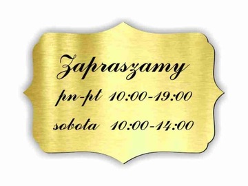 tabliczka samoprzylepna GODZINY OTWARCIA Nazwa firmy logo A5 filtr UV