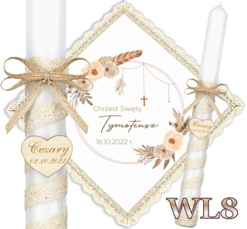 Крещальный халат и свеча БОХО Крещенская шкатулка Сувенир на крещение Топаз ВЛ