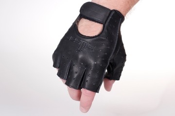 Мотоциклетные кожаные перчатки без пальцев HUSAR DELTA Chopper черные