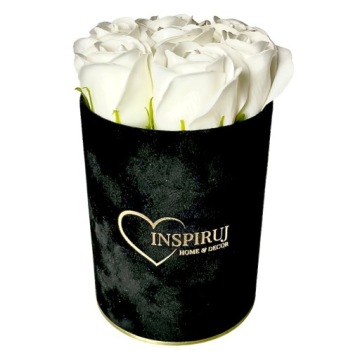 ЦВЕТОЧНАЯ КОРОБКА С МЫЛЬНЫМИ ЦВЕТАМИ ПОДАРОЧНЫЕ ЦВЕТЫ МЫЛЬНЫЕ РОЗЫ ВЕЛЮРОВАЯ КОРОБКА