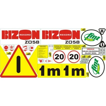 Zestwa naklejek do kombajnu zbożowego Bizon Z-058