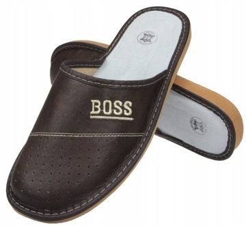 PANTOFLE GÓRALSKIE SKÓRZANE KAPCIE LACZKI BOSS 42