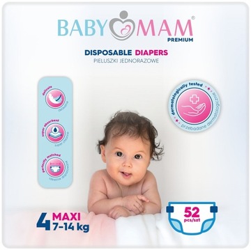 PIELUSZKI BABYMAM EXTRA CARE MAXI 4 PAMPERSY (7-14kg) 52szt