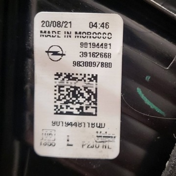OPEL CORSA F 2019+ SVĚTLO ZADNÍ LEVÝ NOVÁ ID502 OE 9830097880
