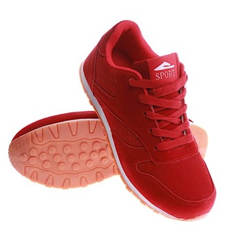 Sznurowane damskie buty sportowe czerwone sneakersy trampki 15098 37