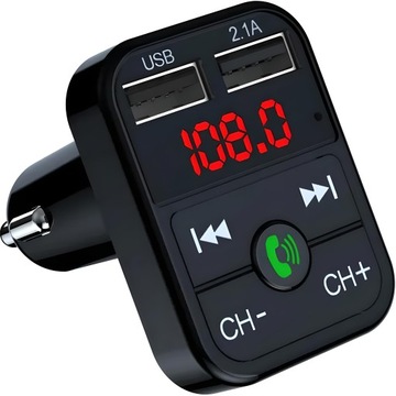 TRANSMITER FM BLUETOOTH ŁADOWARKA MP3 2xUSB SD LCD