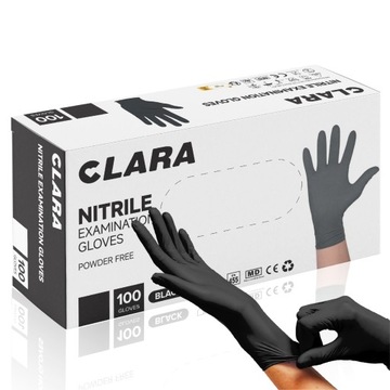 RĘKAWICZKI NITRYLOWE RĘKAWICE JEDNORAZOWE CZARNE CLARA 100 SZTUK XL