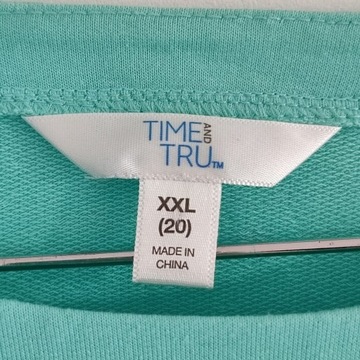 48/50 TIME AND TRU bluza odkryte ramiona mięta mint miętowa swobodna dres