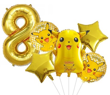 BALON CYFRA 8 OSIEM LAT URODZINY POKEMON PIKACHU