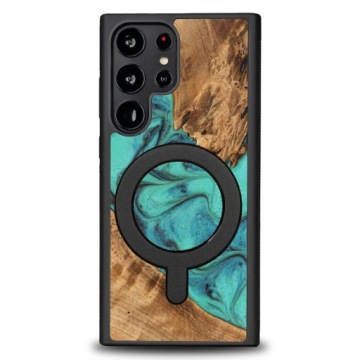 Pouzdro Bewood Unikátní pro Samsung Galaxy S23 Ultra tyrkysové s MagSafe