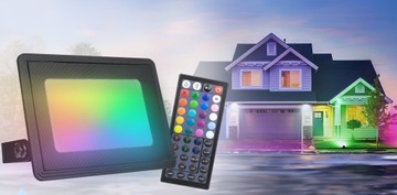 МОЩНЫЙ ГАЛОГЕННЫЙ ПРОЖЕКТОР ЦВЕТНЫЕ СВЕТОДИОДНЫЕ ЛАМПЫ RGB РЕЖИМЫ + ПУЛЬТ ДИСТАНЦИОННОГО УПРАВЛЕНИЯ