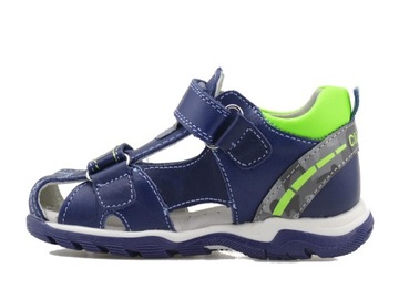 SKÓRZANE SANDAŁY CHŁOPIĘCE BUTY DZIECIĘCE KRYTE SANDAŁKI NA RZEPY R. 27