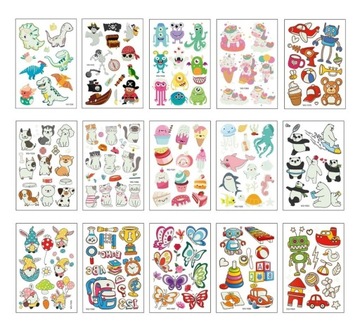 Татуировки детские СВЕТЯЩИЕСЯ В ТЕМНОТЕ 15 ДЕТСКИЙ ЛИСТ 170 шт.