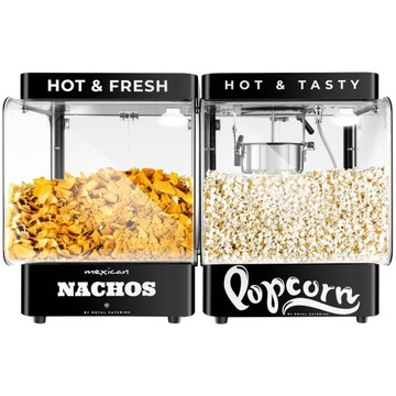 MASZYNA DO POPCORNU CZARNA SZKLANA WITRYNA 1,2 L 4-5 kg/h SZUFELKA MIARA