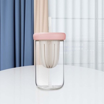 Бутылка Bubble Tea Cup с трубочкой для смузи Smoothies розовая 450мл