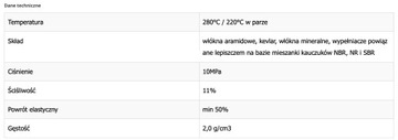Płyta uszczelkowa 2,0x1000x1500mm GAMBIT AF-300 uszczelka do 280°C