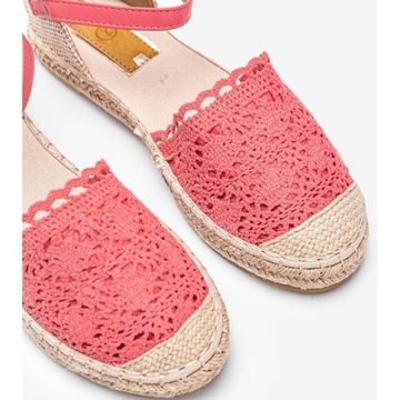 Czerwone Tkanina Buty Damskie Espadryle r.37