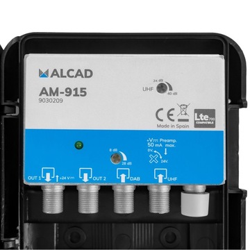 Alcad AM-915 Мачтовый усилитель 24В 40дБ УВЧ+УКВ