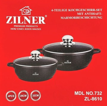 НАБОР ИЗ 2-Х КОТРОВ ВОК С МРАМОРНЫМ ПОКРЫТИЕМ 28/32 СМ ZILNER ZL-8610