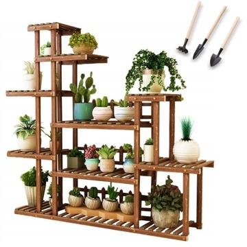 БОЛЬШАЯ ПОДСТАВКА ДЛЯ ЦВЕТОВ, ДЕРЕВЯННАЯ ПОДСТАВКА ДЛЯ ЦВЕТОВ, 7 ЯРУСОВ + АКСЕССУАРЫ