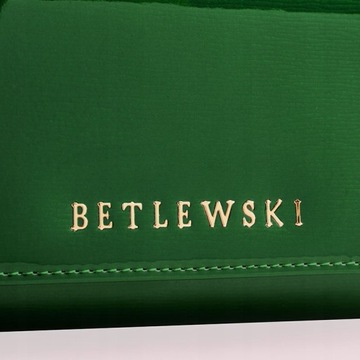PORTFEL DAMSKI SKÓRZANY Betlewski zielony lakierowany duży RFID na prezent
