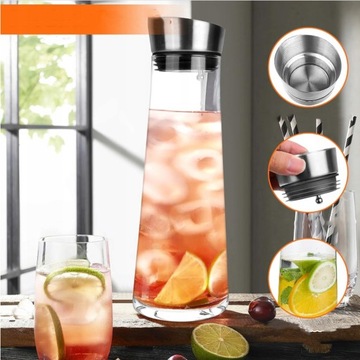 ГРАФИН ДЛЯ ВОДЫ 1Л С КРЫШКОЙ КУВШИН ДЛЯ НАПИТКОВ ВОДА СОК ЛИМОНАД МОЛОКО