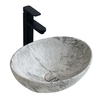 UMYWALKA NABLATOWA CERAMICZNA STAWIANA NA BLAT IMITACJA KAMIENIA OKRĄGŁA