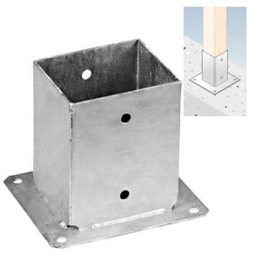 PODSTAWA SŁUPA PRZYKRĘCANA DO BETONU PSP100 102x150x2 KWADRATOWA DOMAX
