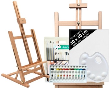 Z1 SZTALUGA MALARSKI ZESTAW FARBY AKRYLOWE PĘDZLE