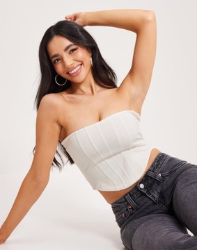 NELLY БЕЛЫЙ УКОРОЧЕННЫЙ ТОП НА МОЛНИИ EU6 NG5__S